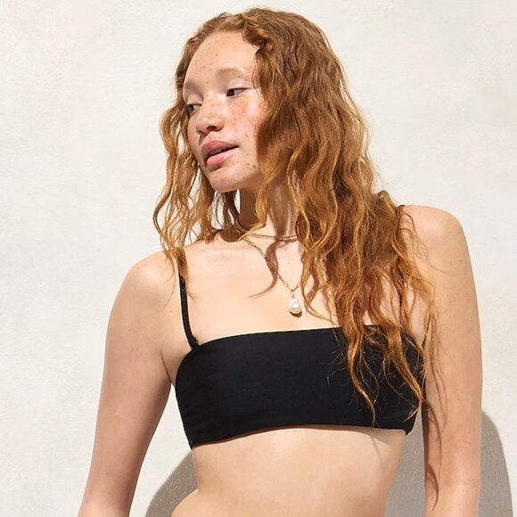 J Crew Black‎ Bandeau bikini top in Classic Sculpt™ Womens Small - Picture 1 of 4